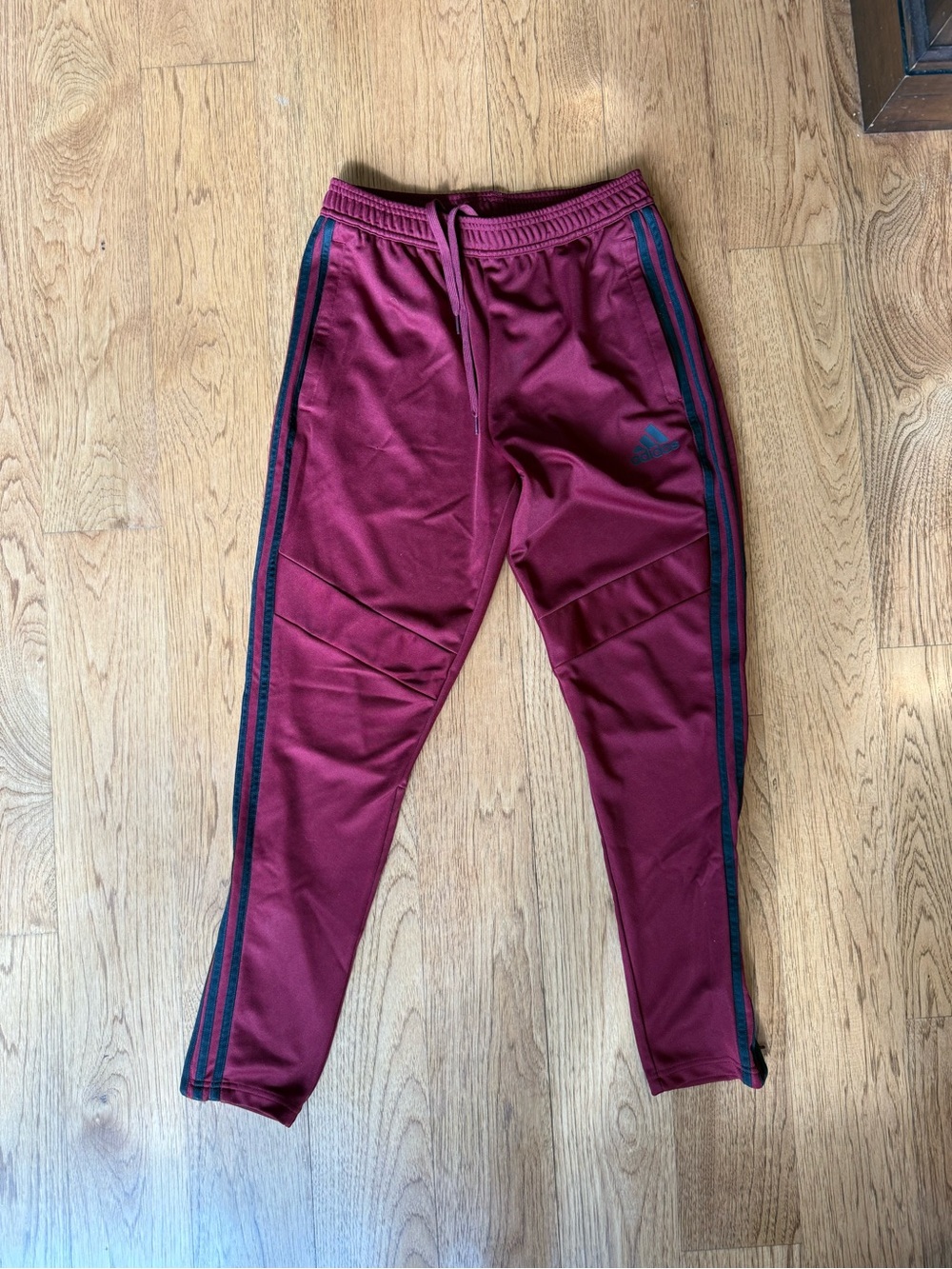 adidas Kids Burgundy Joggers with Navy Side Stripes